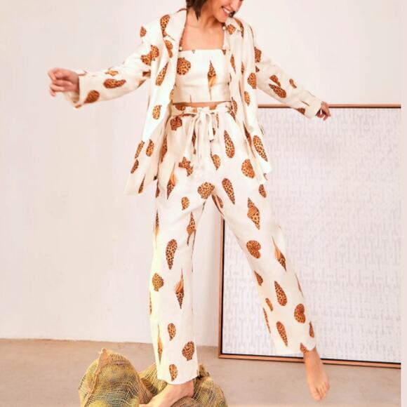 FARM RIO Leopard Shell Paper Bag Pants In Multi XS NEW NWT